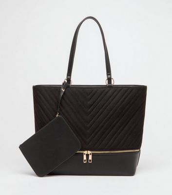 black quilted tote handbag