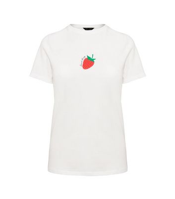 White Strawberry Slogan T-Shirt | New Look