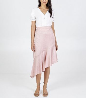 pink jacquard midi skirt
