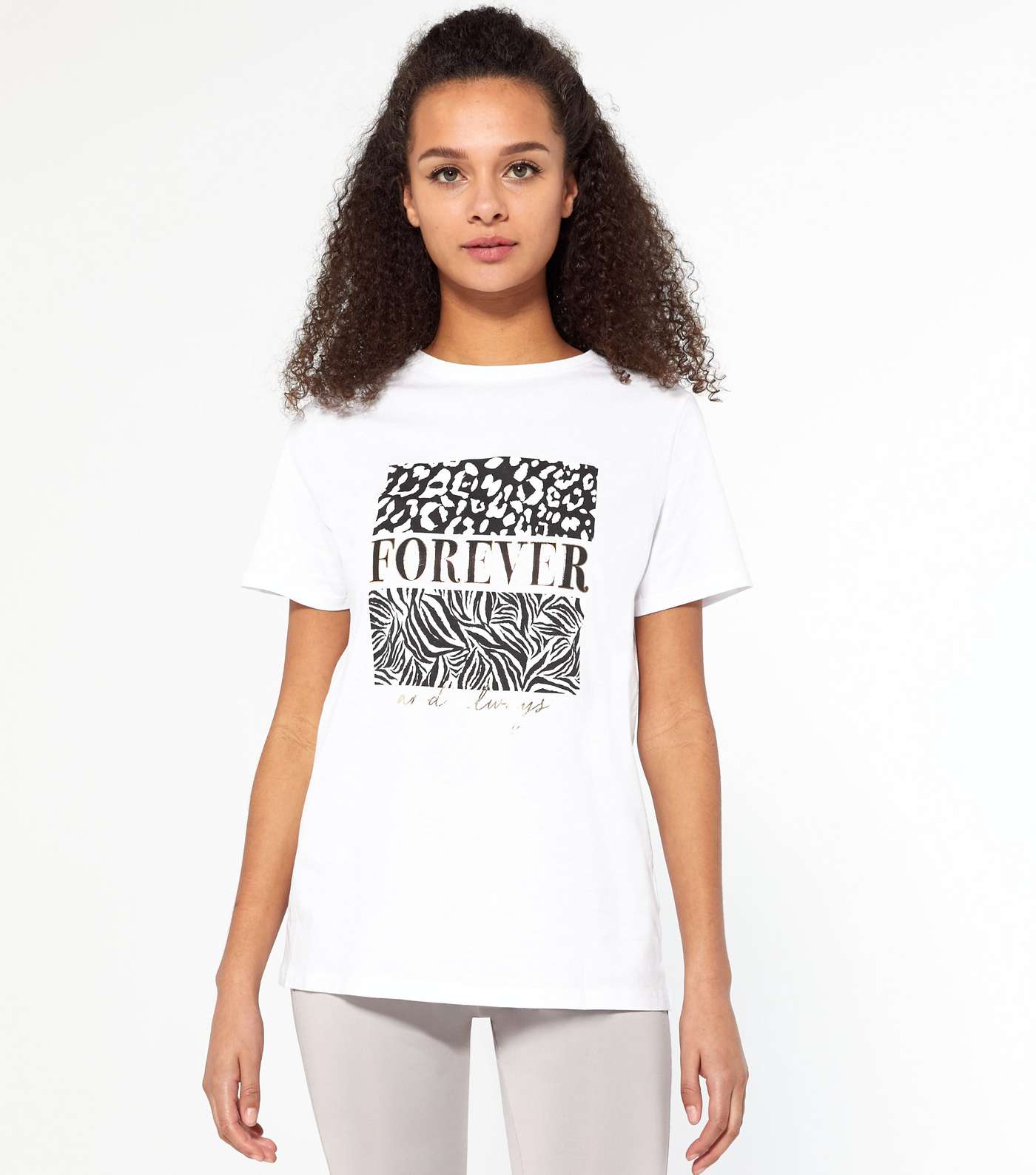 White Animal Forever Box Slogan T-Shirt 