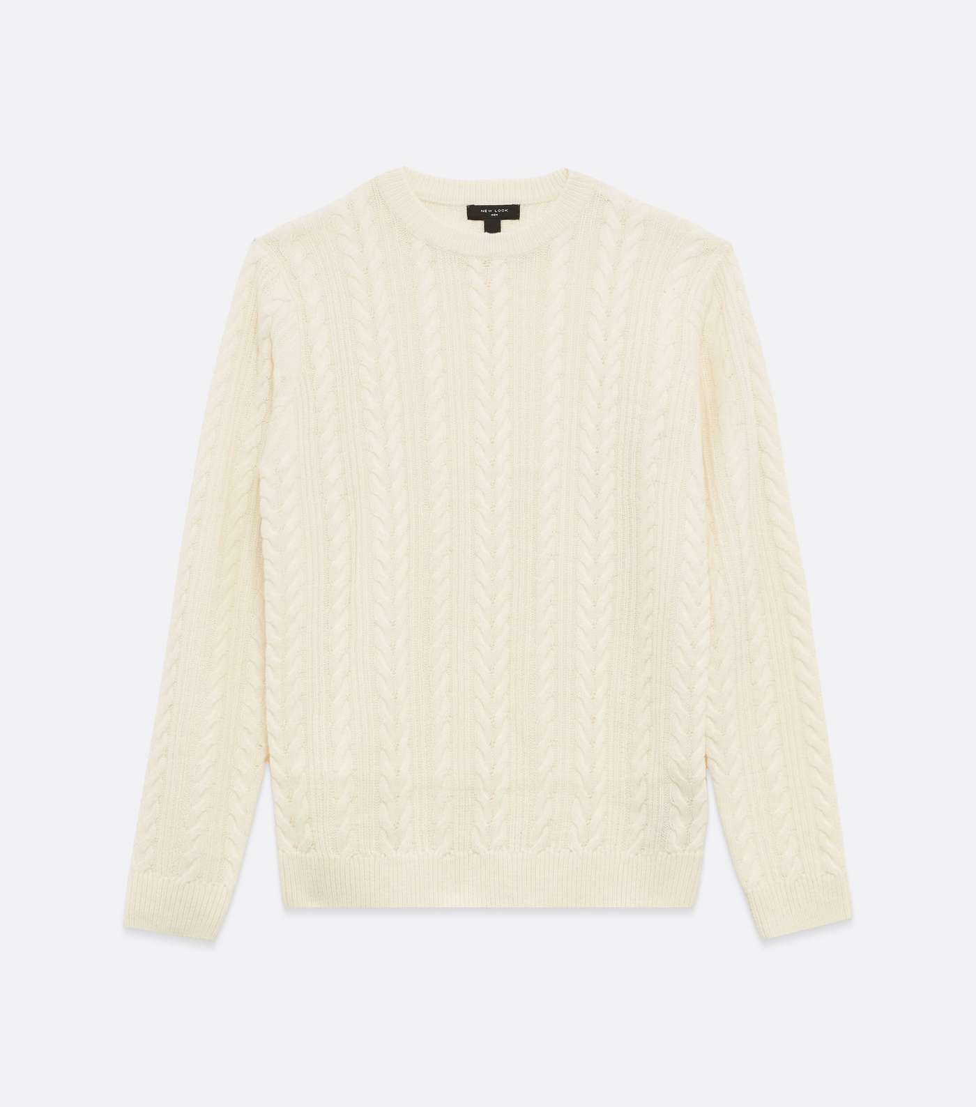 Off White Cable Knit Crew Neck Jumper Image 5
