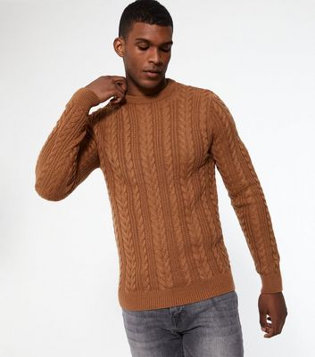 Tan Cable Knit Crew Neck Jumper | New Look