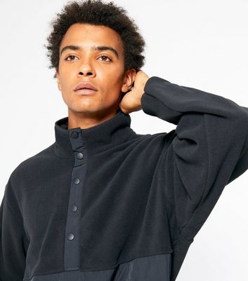 Black Popper Front High Neck Sweatshirt 