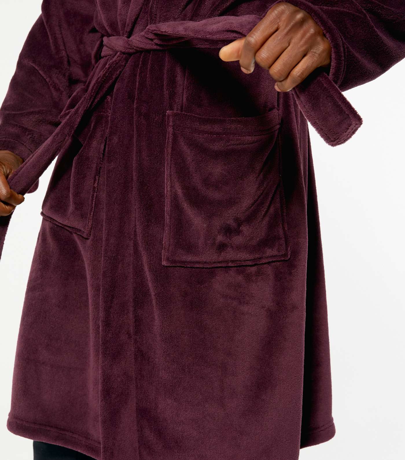 Burgundy Soft Fleece Hooded Dressing Gown  Image 3