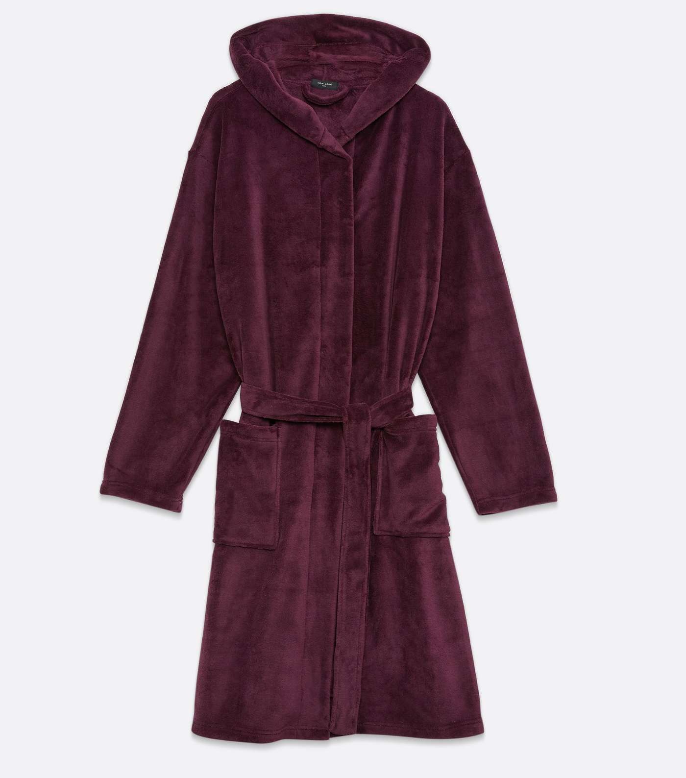 Burgundy Soft Fleece Hooded Dressing Gown  Image 5