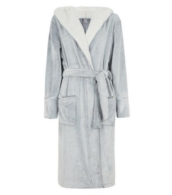 fluffy dressing gown black