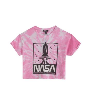 Girls Pink Tie Dye Rocket NASA Logo T 