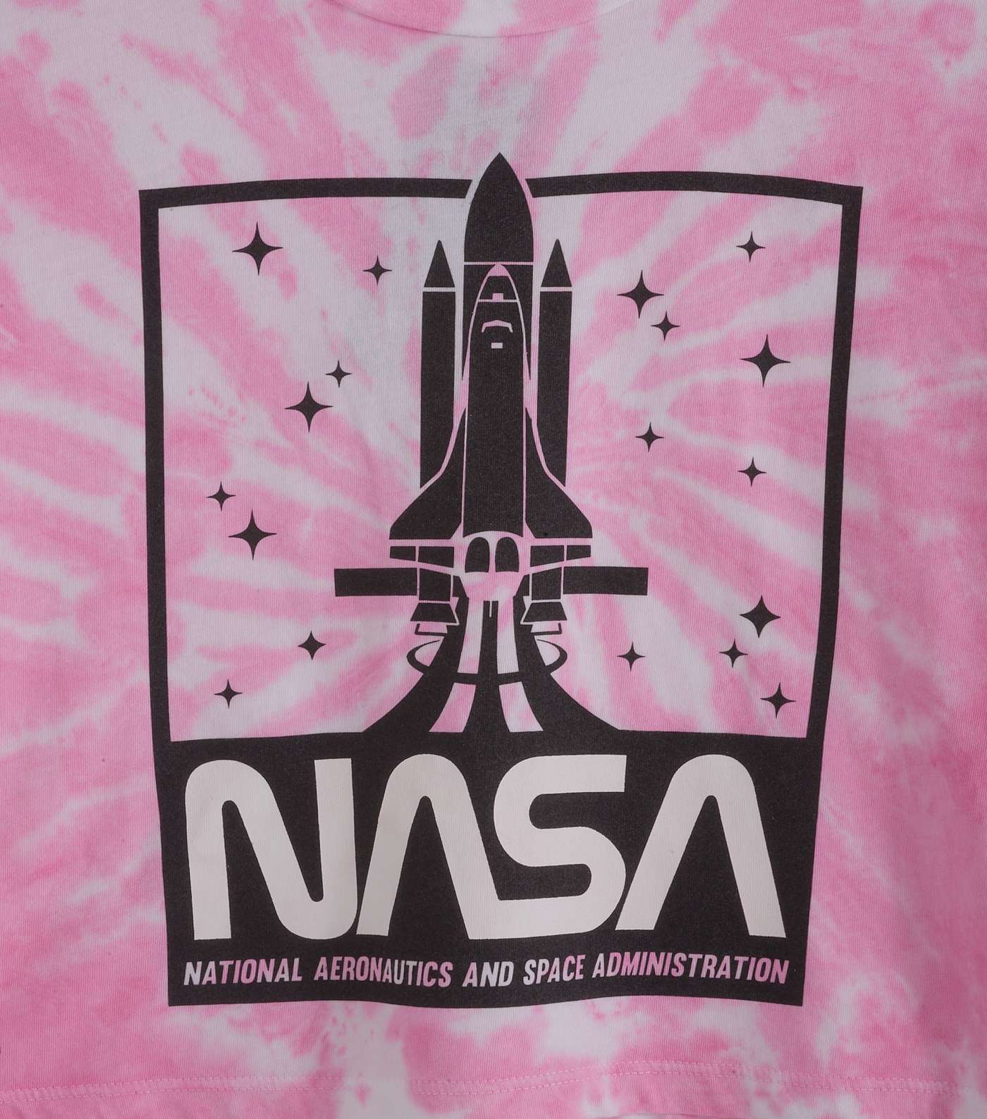 Girls Pink Tie Dye Rocket NASA Logo T-Shirt Image 3