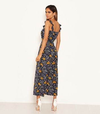 ax paris navy floral jumpsuit