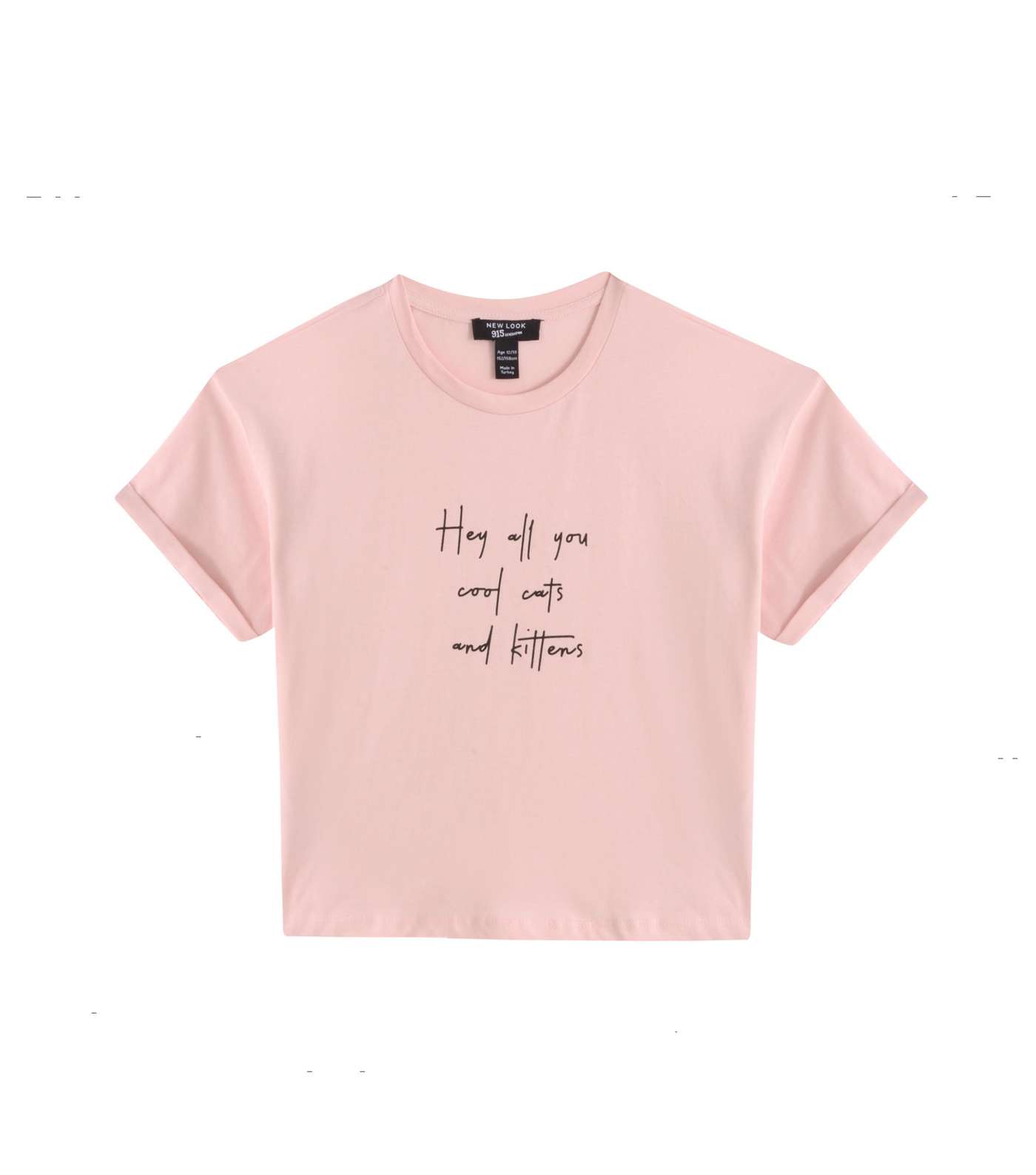 Girls Pale Pink Cool Cats Slogan T-Shirt