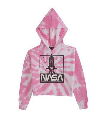 Girls Pink NASA Rocket Logo Tie Dye Hoodie | New Look