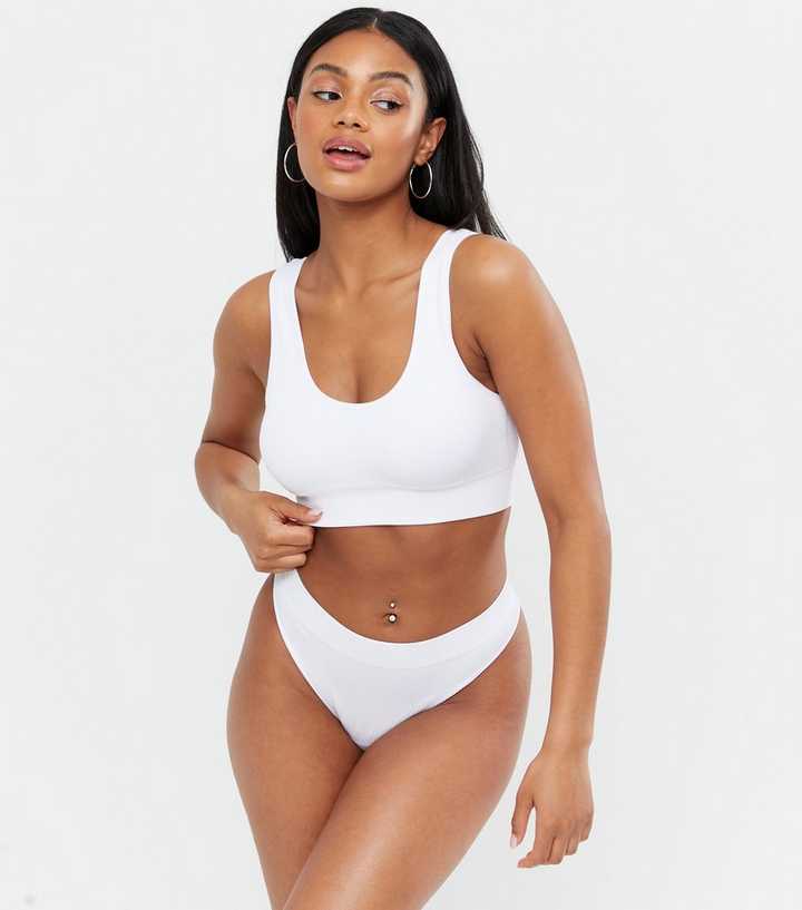 New Look White Ribbed Seamless Crop Top Bralette