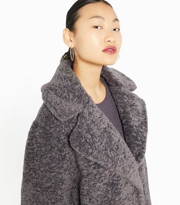 new look petite grey fur coat