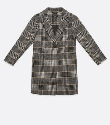 New look grey check coat best sale