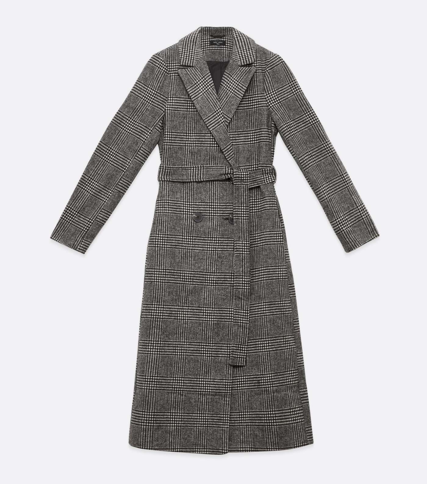 Tall Black Check Belted Long Coat Image 5