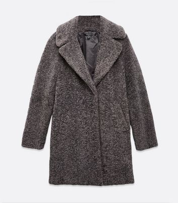 dark grey teddy coat new look