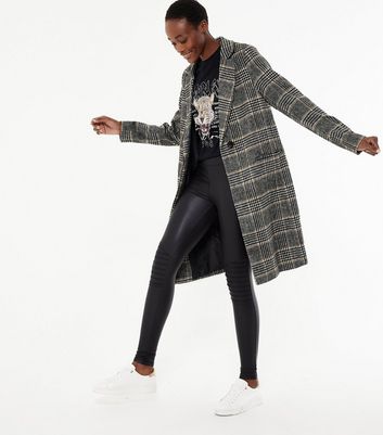 womens grey check coat