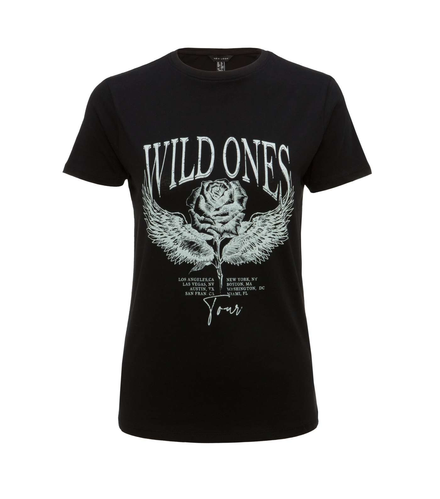 Petite Black Rose Wild Ones Slogan T-Shirt