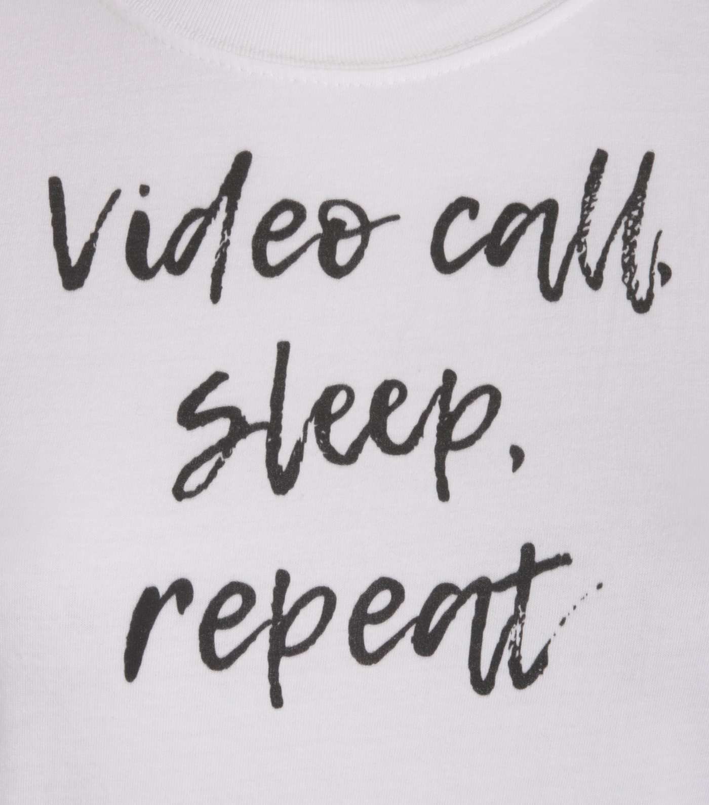 White Video Call Slogan Pyjama Set Image 3