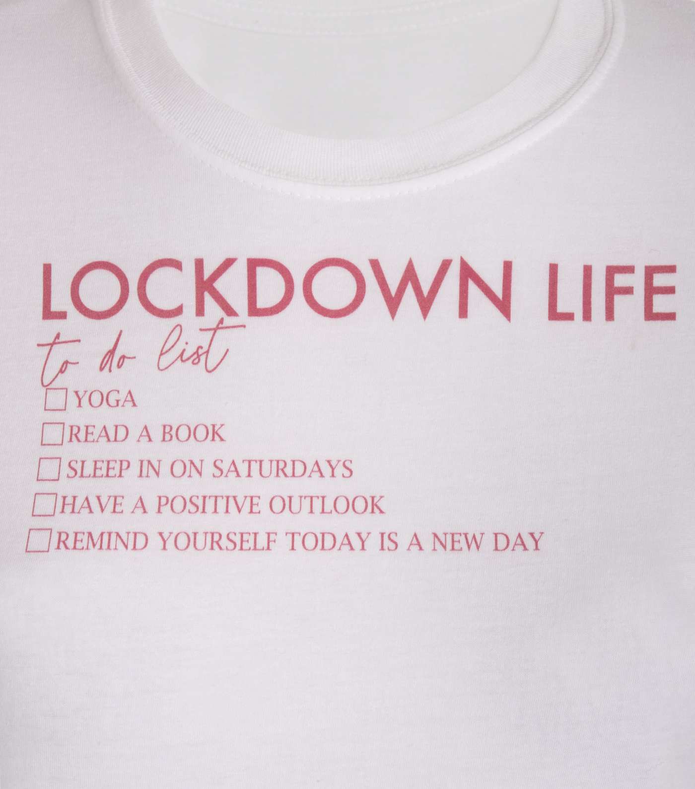 White Lockdown Slogan Short Pyjama Set Image 3