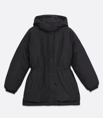 puffer coat drawstring waist