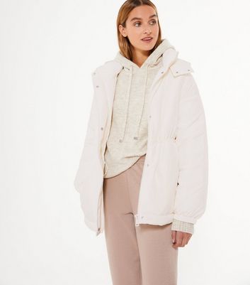 cream hooded puffer jacket