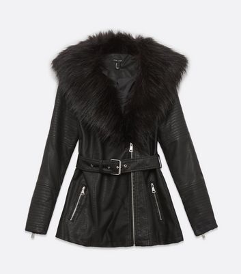 new look faux fur biker jacket