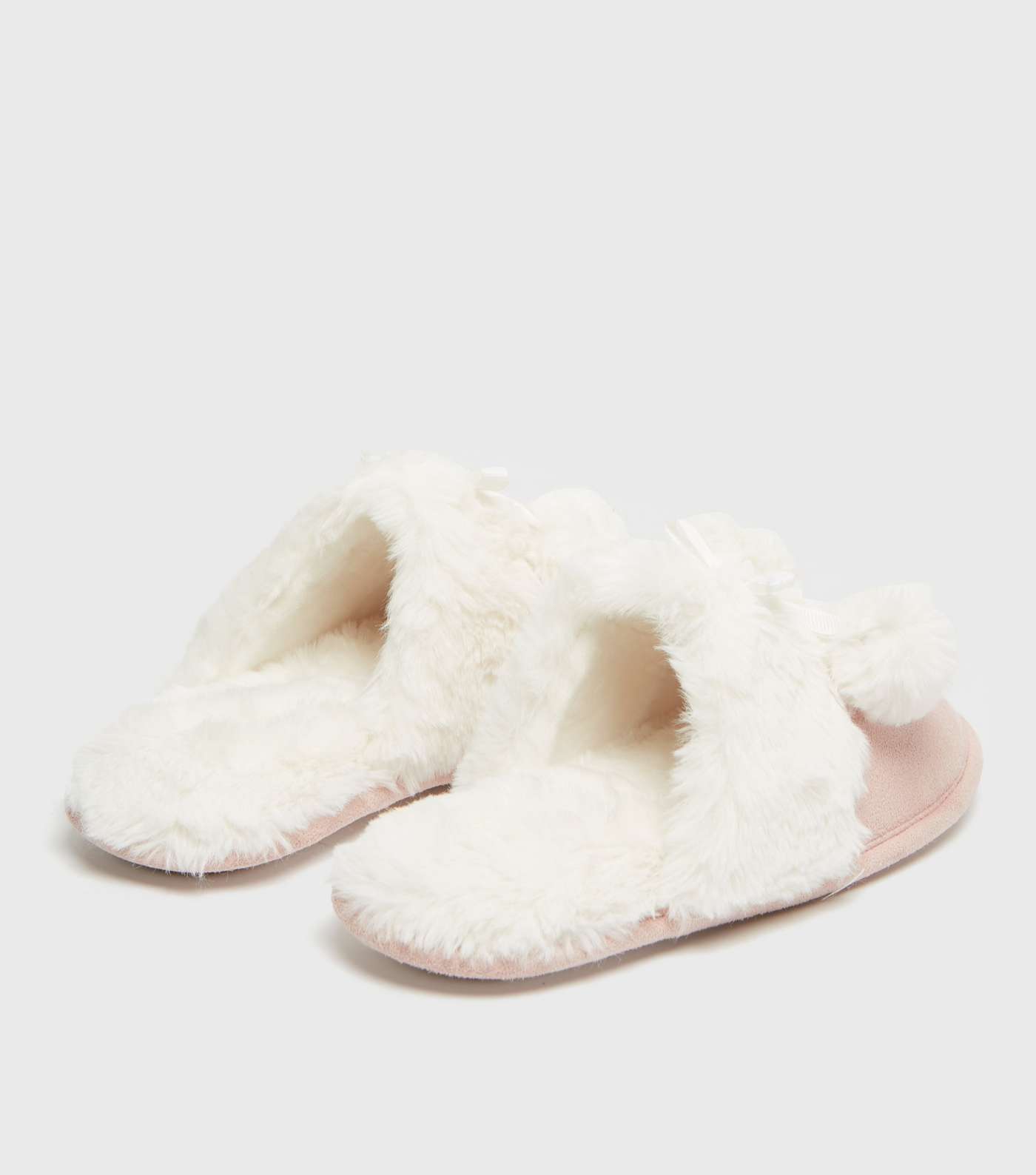 Pink Suedette Faux Fur Lined Mule Slippers Image 4