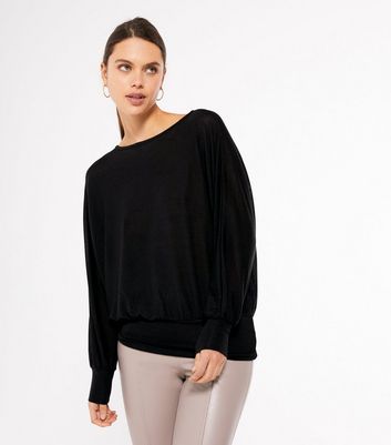 Black Fine Knit Deep Hem Batwing Jumper New Look