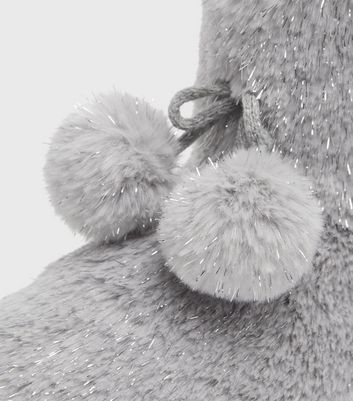 Grey Faux Fur Pom Pom Boot Slippers New Look Vegan shop for Grey Faux Fur Pom Pom Boot Slippers New Look Vegan at Shopo