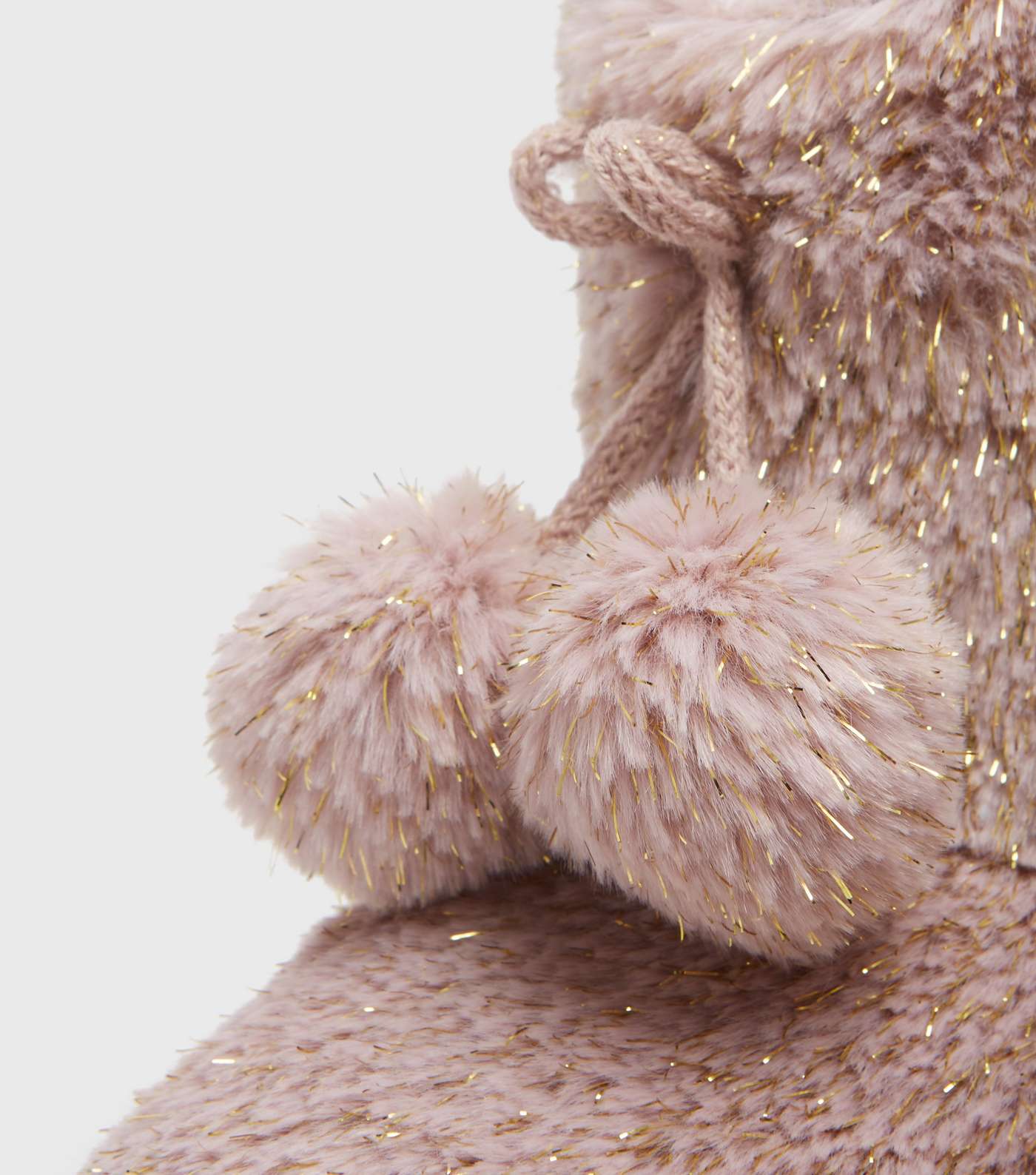 Pink Faux Fur Pom Pom Boot Slippers Image 3