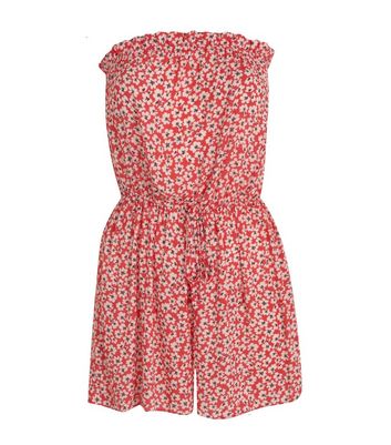 red ditsy playsuit