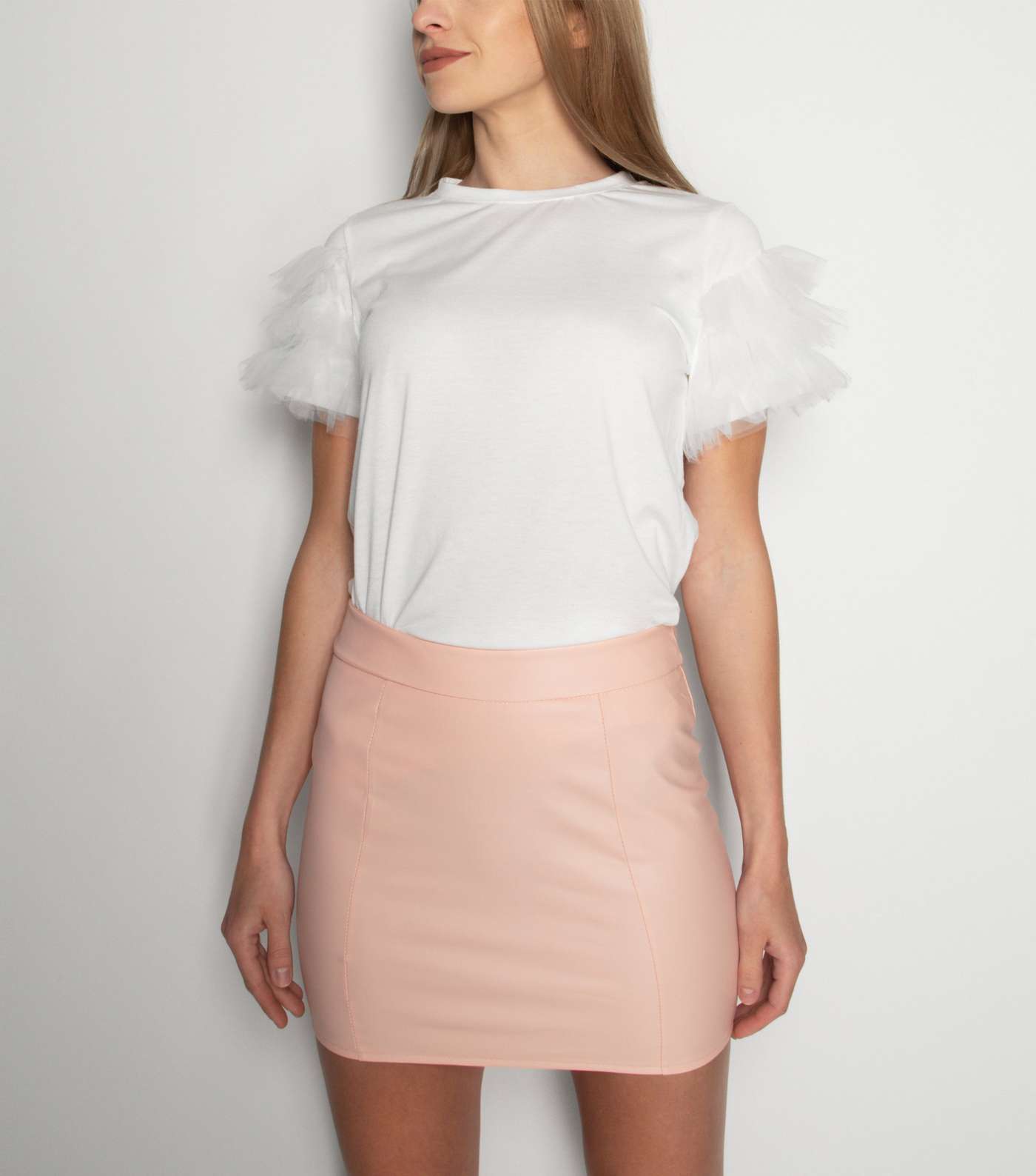 21st Mill Pink Leather-Look Mini Skirt
