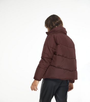 new look burgundy puffer jacket