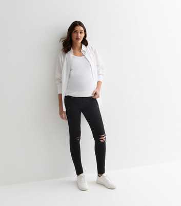 Maternity Black Lift & Shape Ripped Over Bump Emilee Jeggings