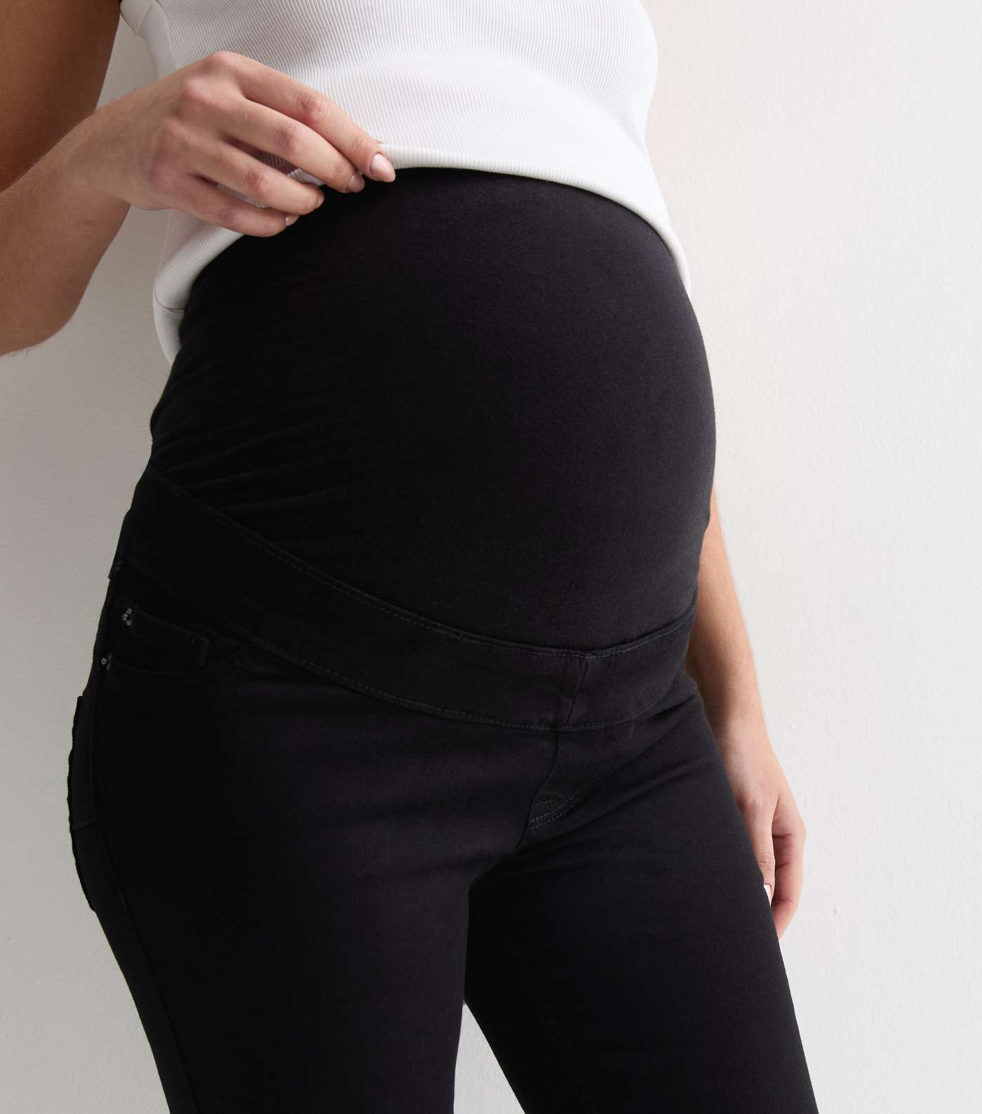 Maternity Black Lift & Shape Ripped Over Bump Emilee Jeggings Image 3