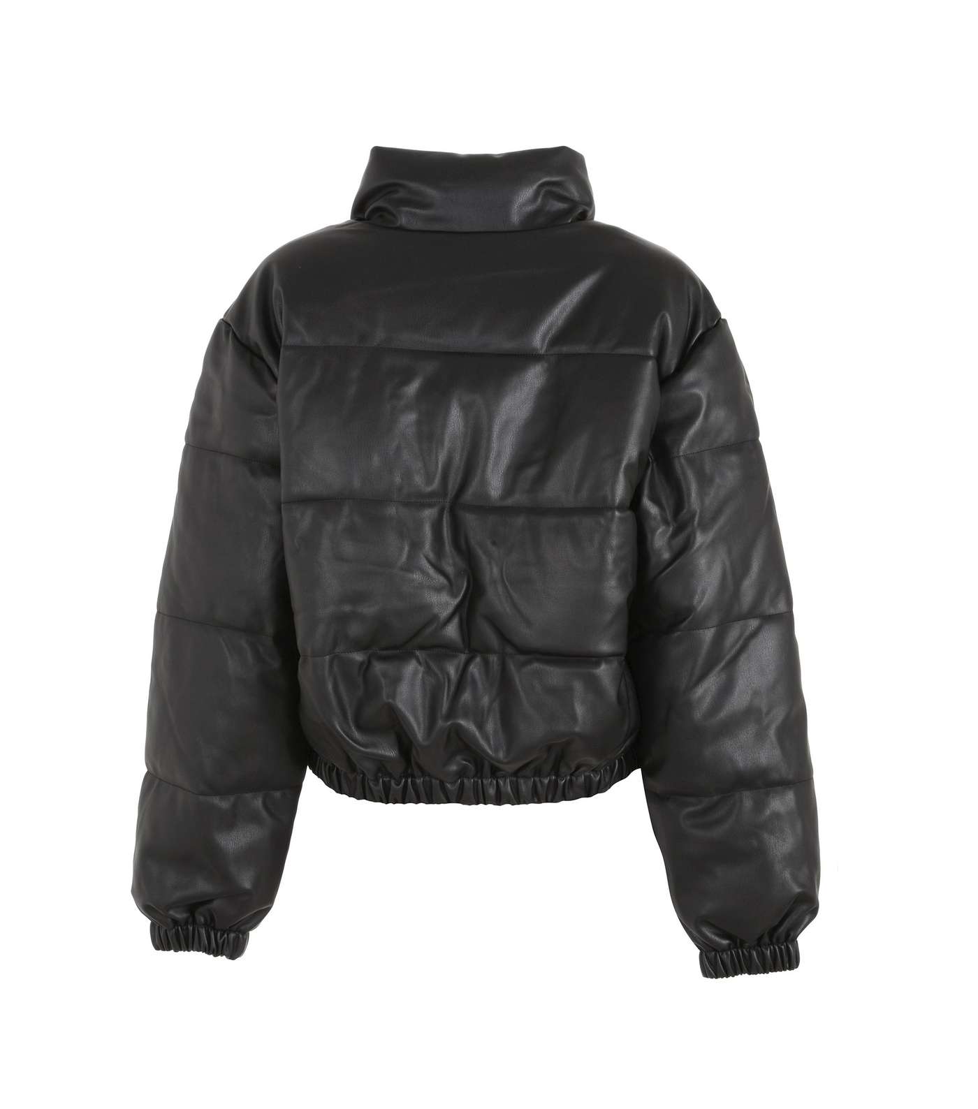 Urban Bliss Black Leather-Look Puffer Coat Image 2