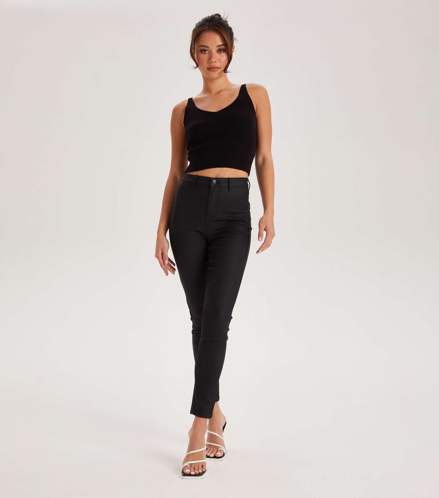 Urban Bliss Black Coated Leather-Look Super Skinny Jeans Image 2