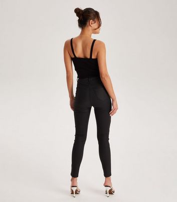 Urban Bliss Black Coated Leather-Look Skinny Jeans