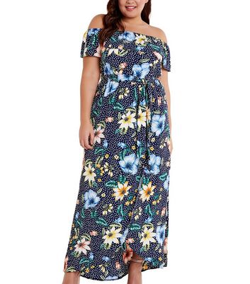 mela navy floral maxi dress