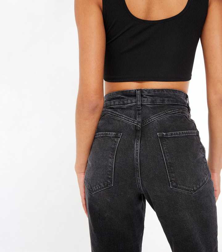 Petite Black Waist Enhance Tori Mom Jeans