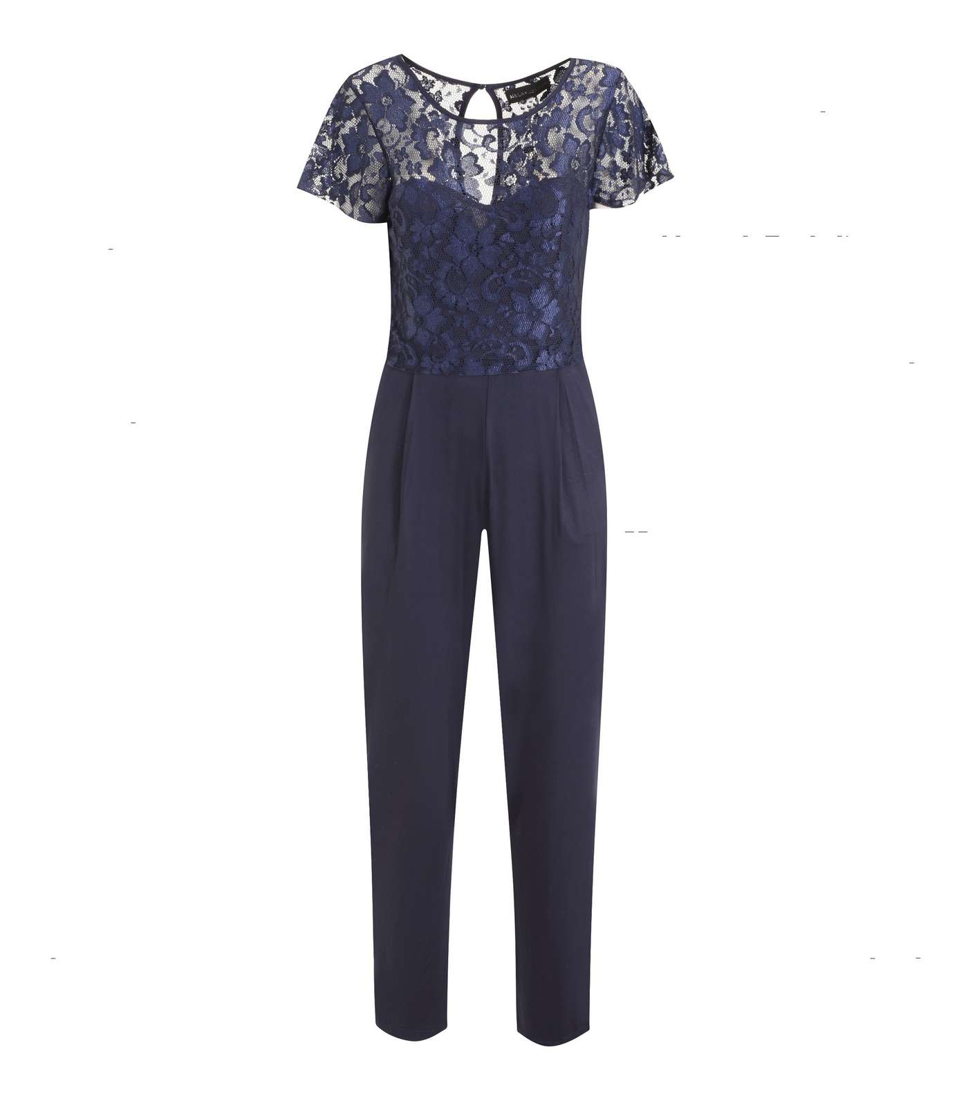 Mela Navy Lace Top Tapered Jumpsuit