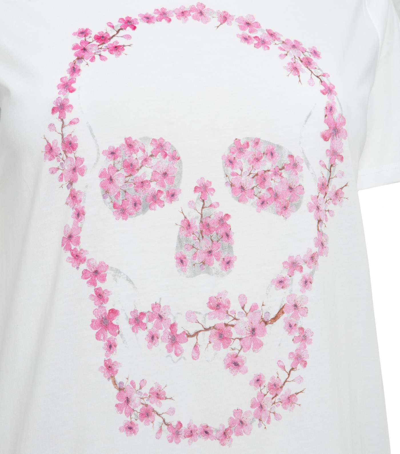 White Floral Skull T-Shirt  Image 3