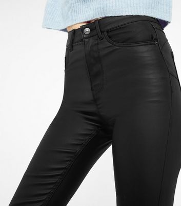 tall black coated jeans