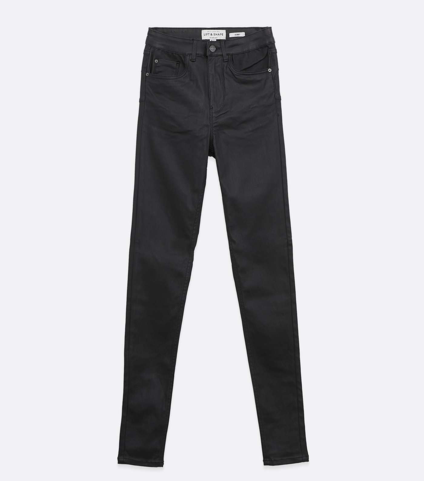 Tall Black Coated Leather-Look 'Lift & Shape' Jenna Skinny Jeans Image 5