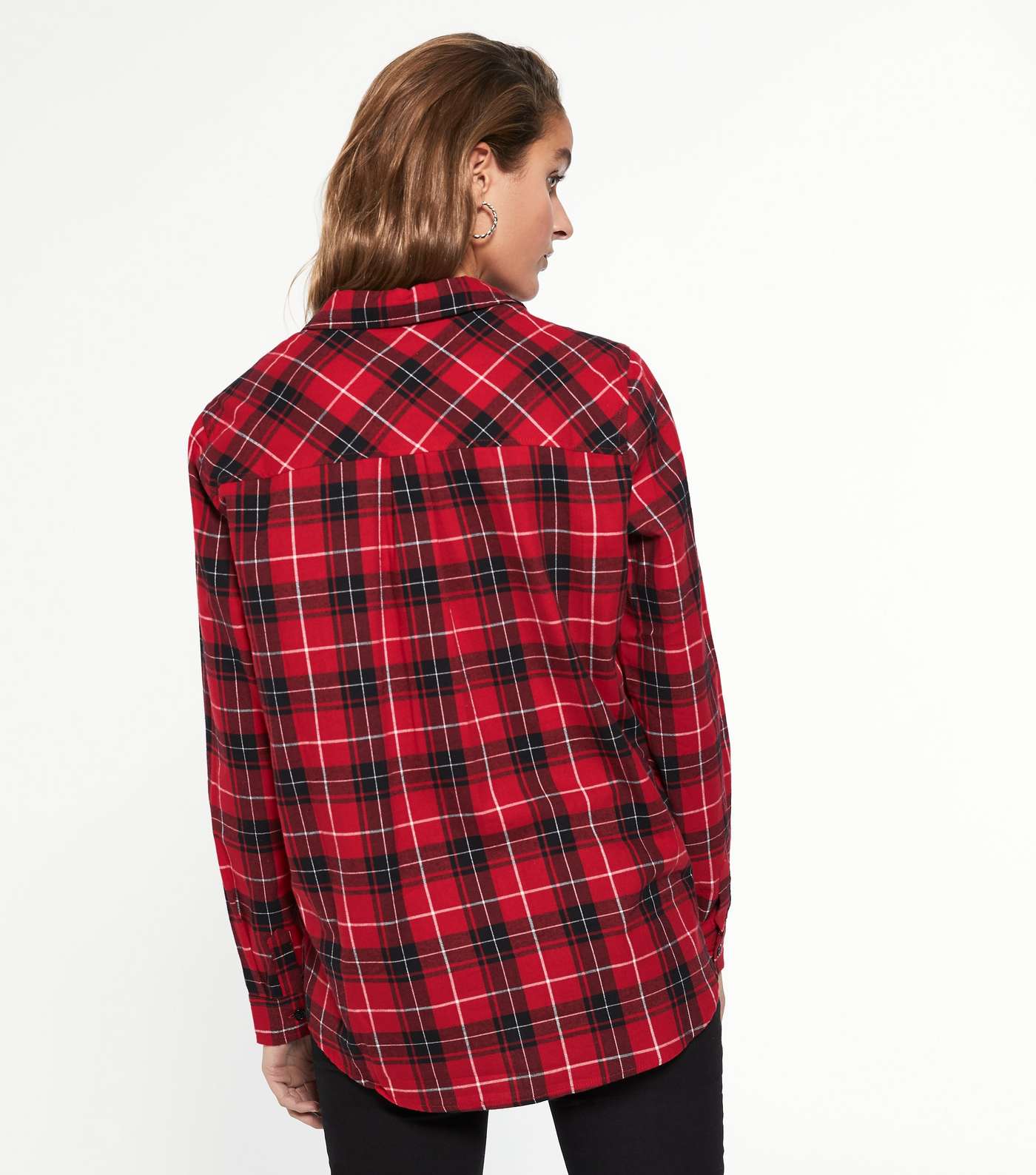 Red Check Pocket Front Collared Shirt Image 3