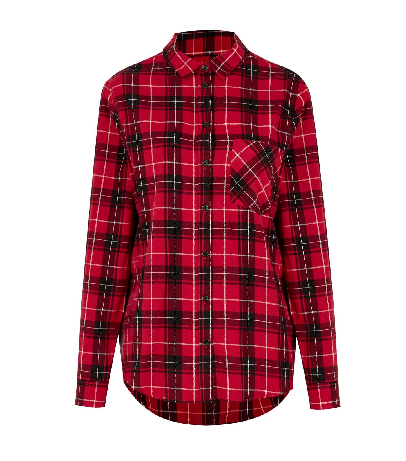Red Check Pocket Front Collared Shirt Image 5