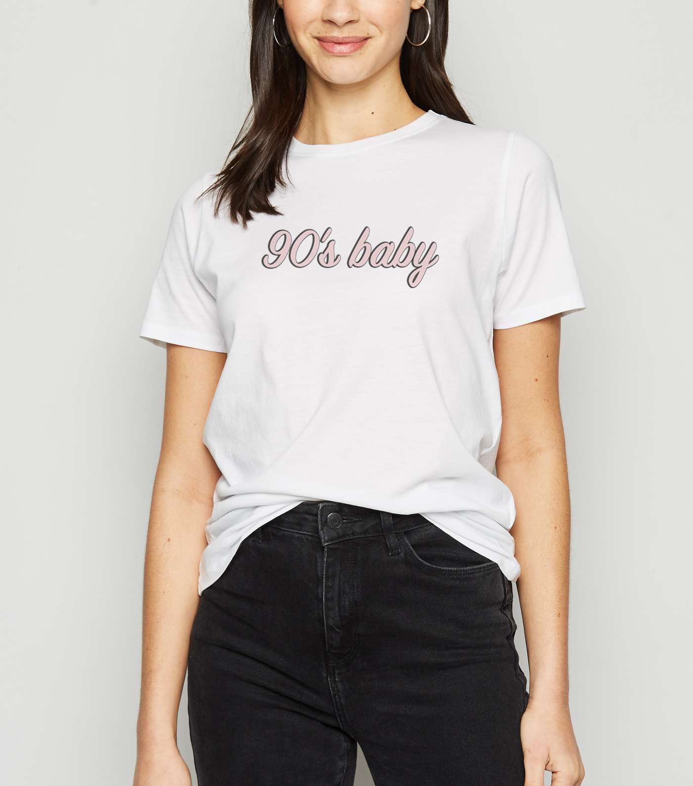 White Slogan 90's Baby T-Shirt