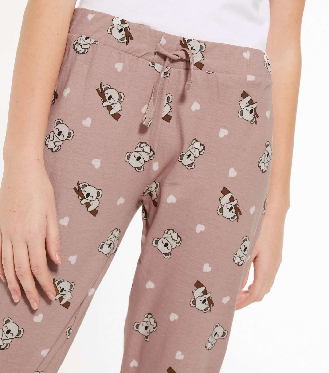 Girls White Koala Pocket Slogan Jogger Pyjama Set Image 3