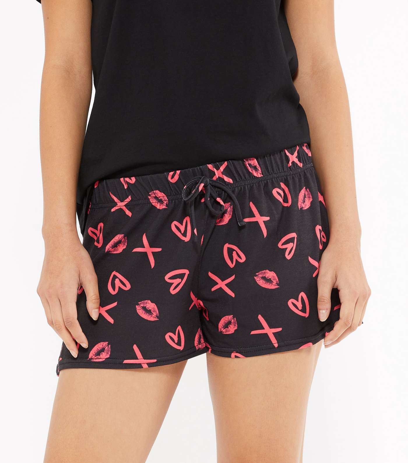 Black Shorts Lips and Kisses Pyjama Set  Image 4